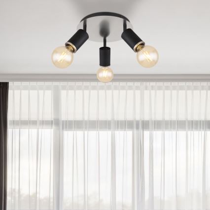 Globo - Reflektorska lampa 3xE27/60W/230V crno drvo