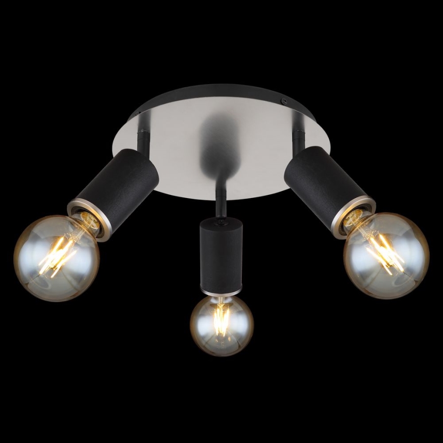 Globo - Reflektorska lampa 3xE27/60W/230V crno drvo