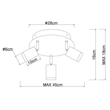 Globo - Reflektorska lampa 3xE27/60W/230V crno drvo