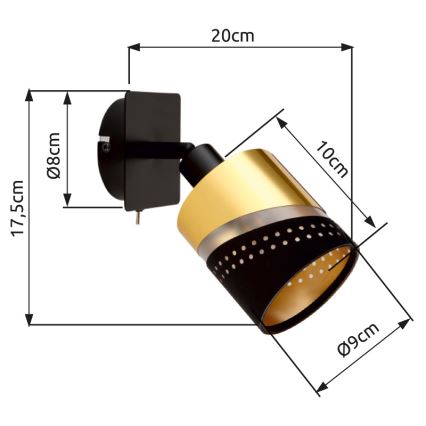 Globo - Zidna reflektorska lampa 1xE14/25W/230V crno/zlatna