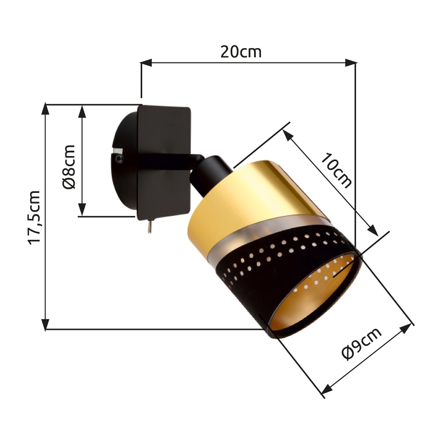 Globo - Zidna reflektorska lampa 1xE14/25W/230V crno/zlatna