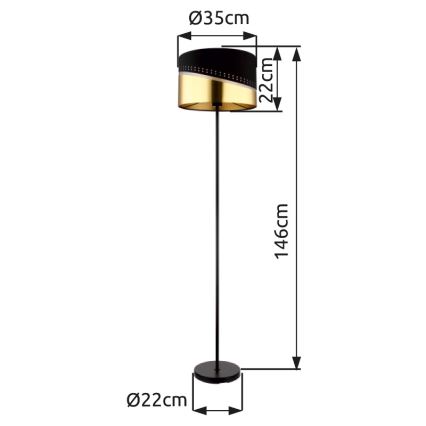 Globo - Podna lampa 1xE27/60W/230V pr. 35 cm crno/zlatna