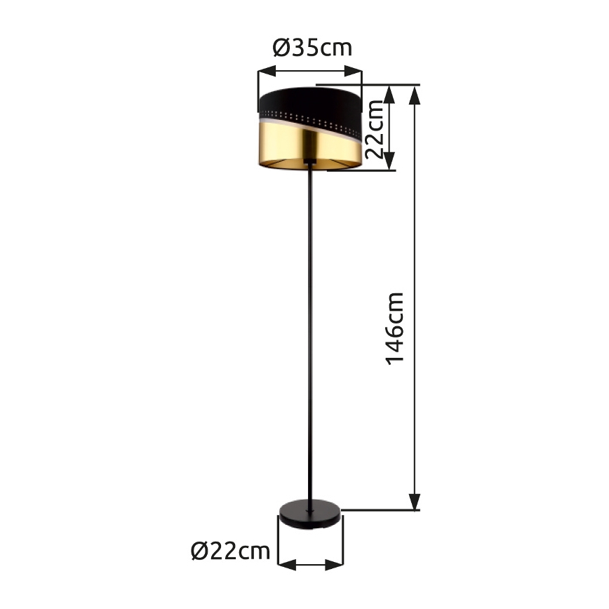 Globo - Podna lampa 1xE27/60W/230V pr. 35 cm crno/zlatna