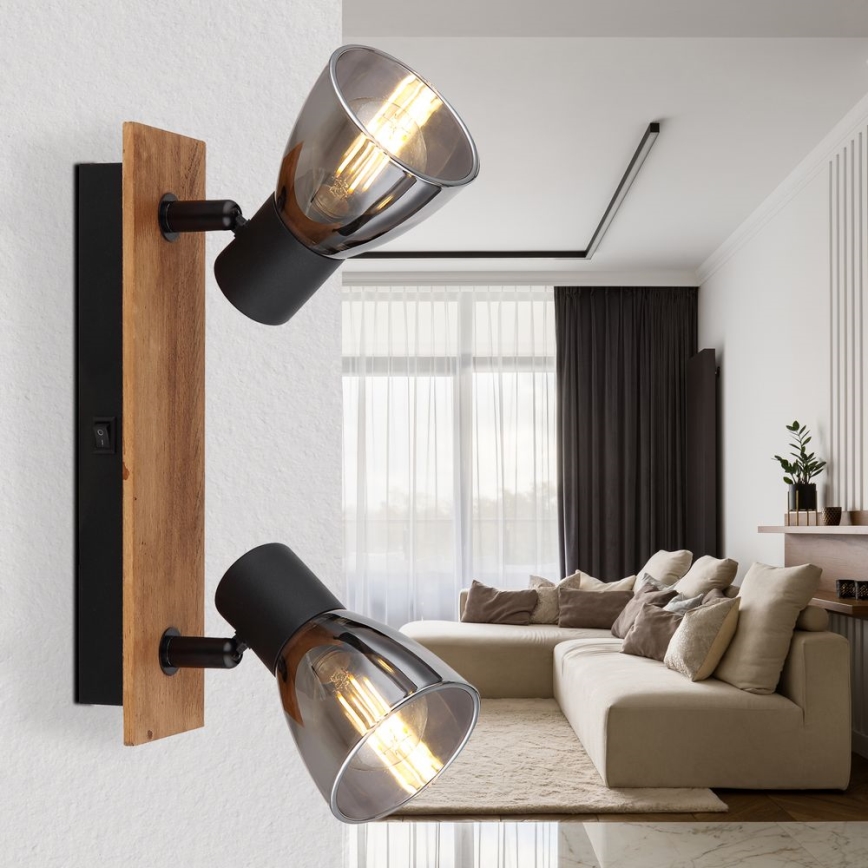 Globo - Zidna reflektorska lampa 2xE14/40W/230V crno/drvo
