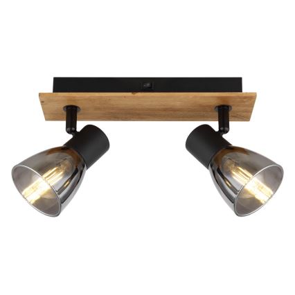 Globo - Zidna reflektorska lampa 2xE14/40W/230V crno/drvo