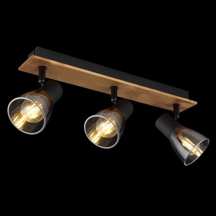Globo - Reflektorska lampa 3xE14/40W/230V crno/drvo