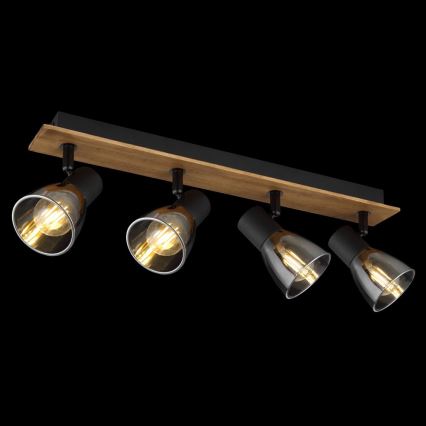 Globo - Reflektorska lampa 4xE14/40W/230V crno/drvo