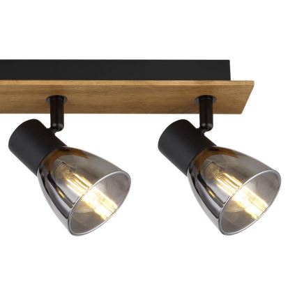 Globo - Reflektorska lampa 4xE14/40W/230V crno/drvo
