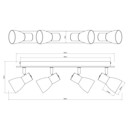Globo - Reflektorska lampa 4xE14/40W/230V crno/drvo
