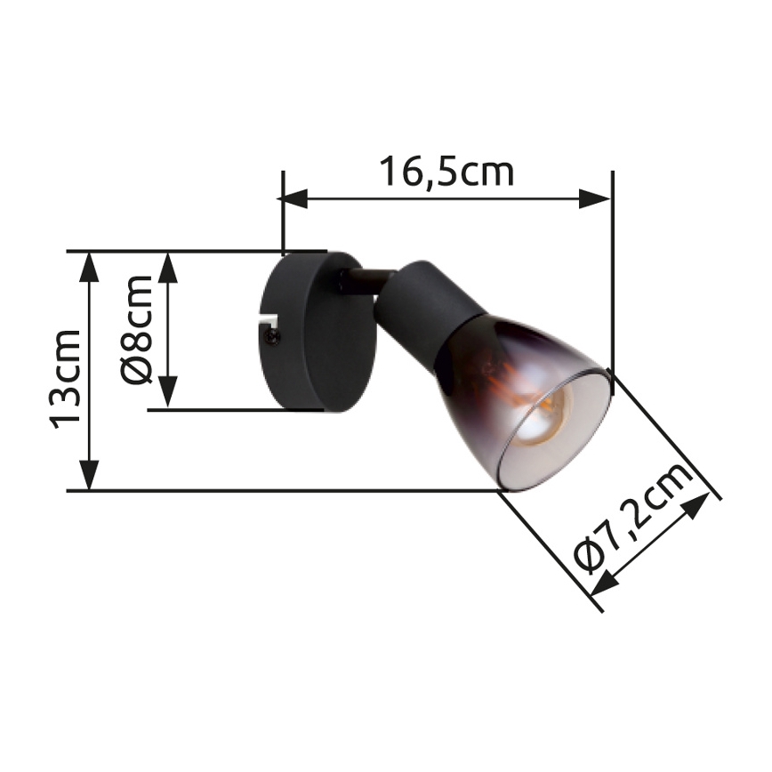 Globo - Zidna reflektorska lampa 1xE14/25W/230V crno