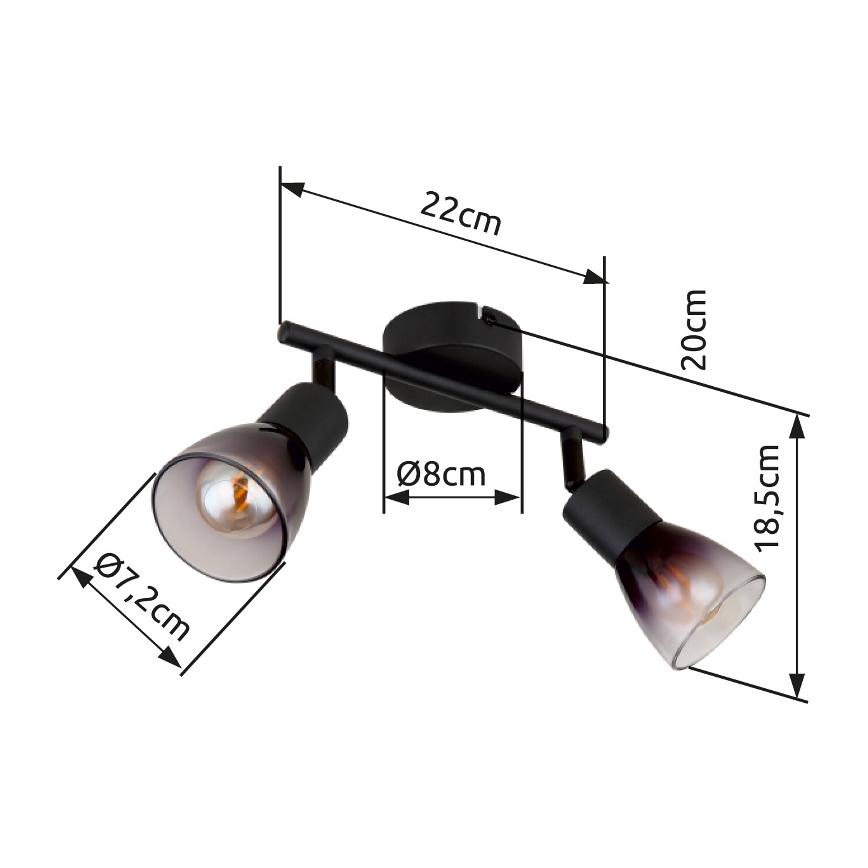 Globo - Reflektorska lampa 2xE14/25W/230V crno