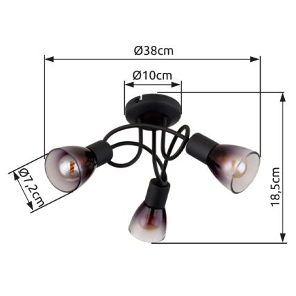 Globo - Nadgradni luster 3xE14/25W/230V crno