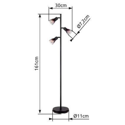 Globo - Podna lampa 3xE14/25W/230V crno