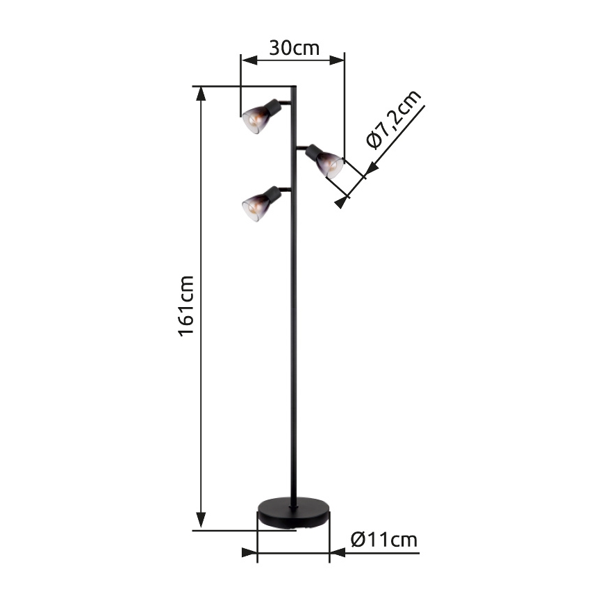 Globo - Podna lampa 3xE14/25W/230V crno