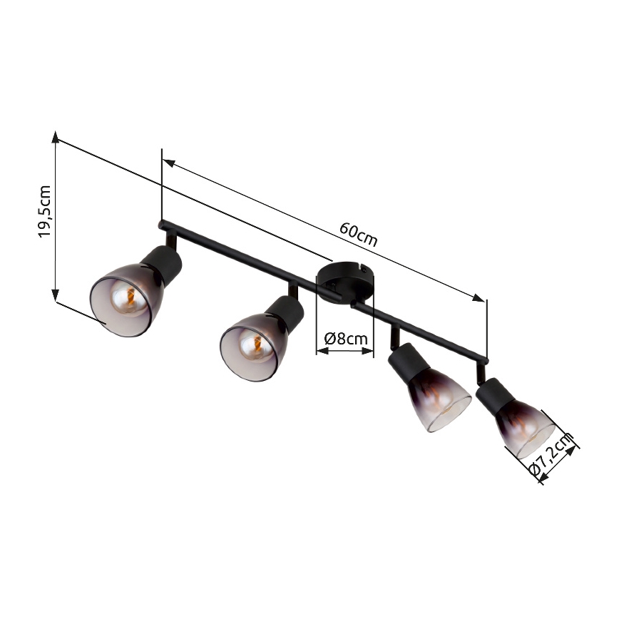 Globo - Reflektorska lampa 4xE14/25W/230V crno