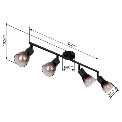 Globo - Spot svetiljka 4xE14/25W/230V crna