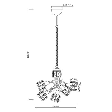 Globo - LED Luster na lancu 5xE14/40W/230V + LED/5W