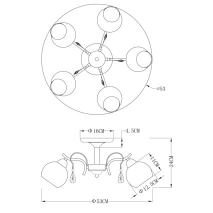 Globo - Plafonska svetiljka 5xE14/40W/230V