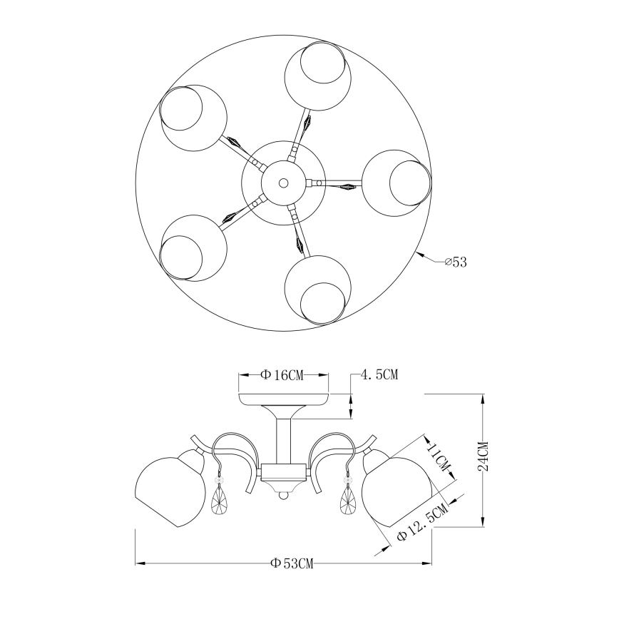 Globo - Plafonska svetiljka 5xE14/40W/230V