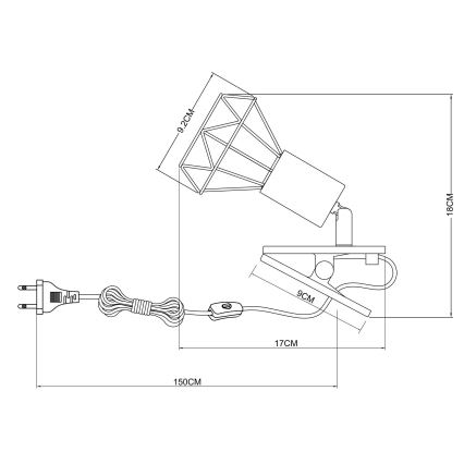 Globo - Zidna lampa sa štipaljkom 1xE14/40W/230V crno