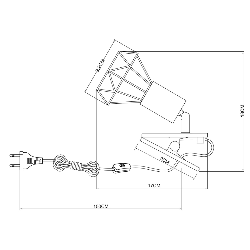 Globo - Zidna lampa sa štipaljkom 1xE14/40W/230V crno