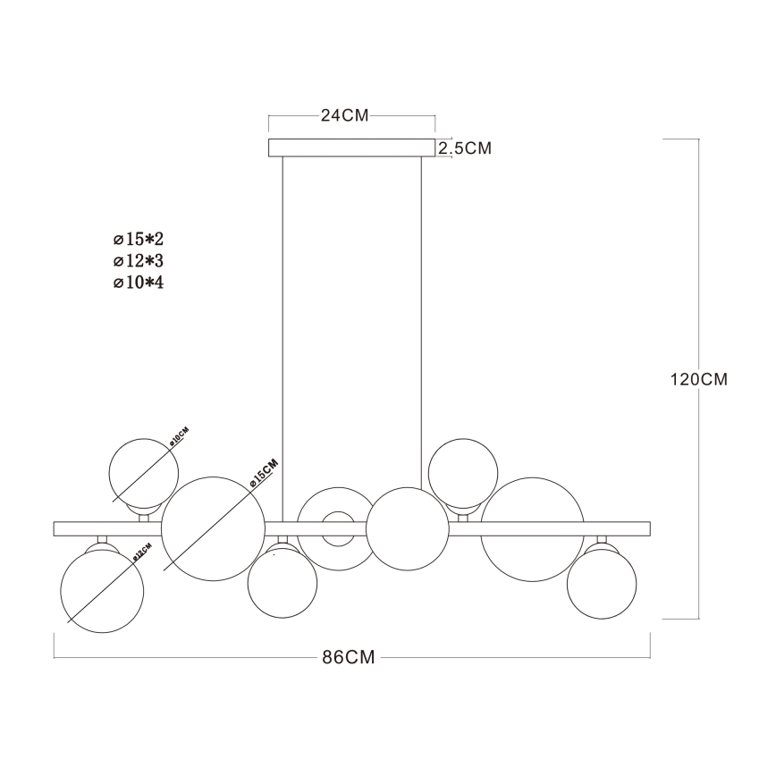 Globo - LED luster na sajli 9xG9/3W/230V