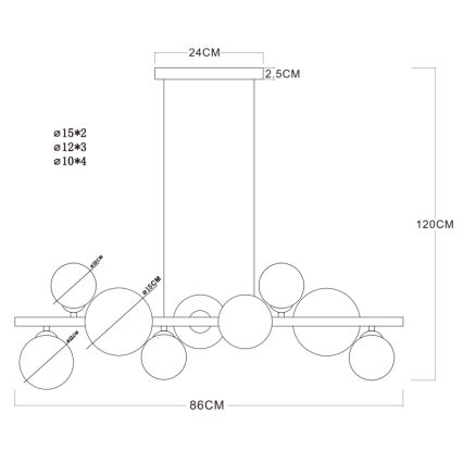 Globo - LED luster na sajli 9xG9/3W/230V mesing