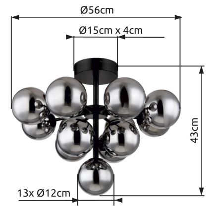 Globo - Nadgradni luster 13xG9/5W/230V pr. 56 cm crno