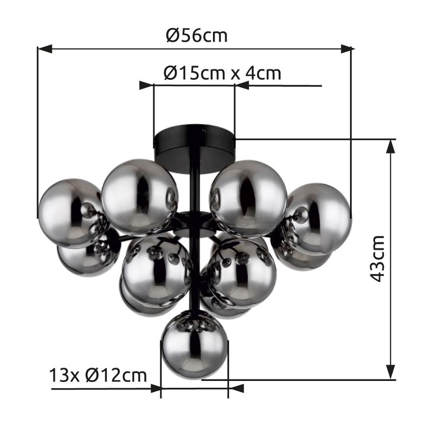Globo - Nadgradni luster 13xG9/5W/230V pr. 56 cm crno