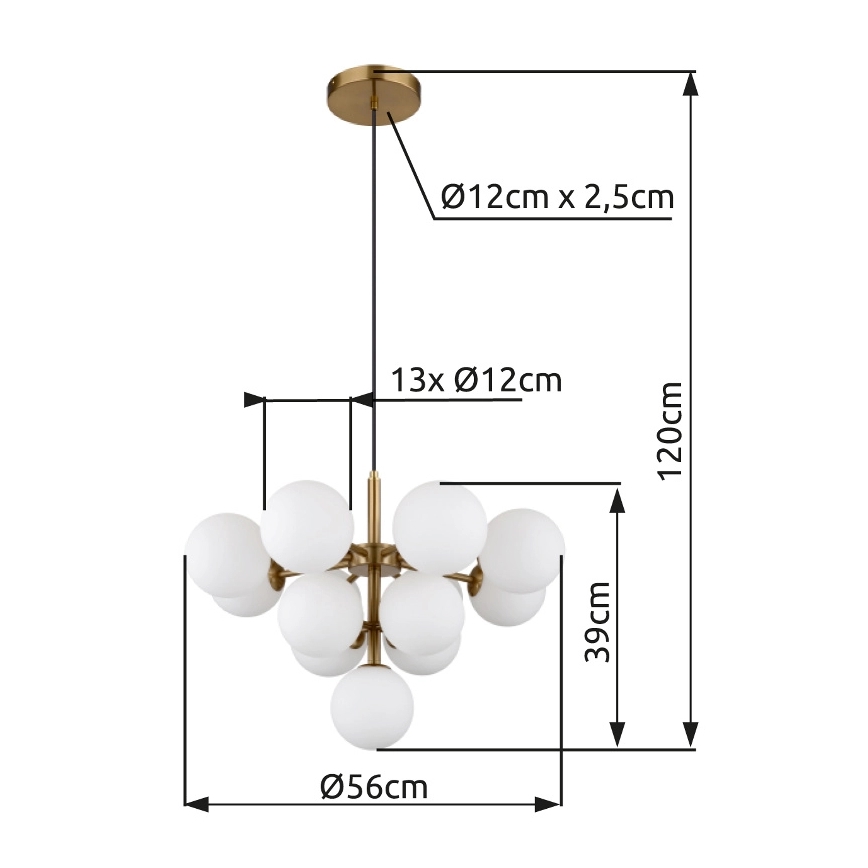 Globo - Luster na sajli 13xG9/5W/230V pr. 56 cm zlatna
