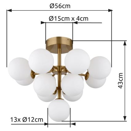Globo - Nadgradni luster 13xG9/5W/230V pr. 56 cm zlatna