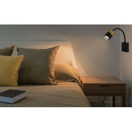 Globo - Zidna reflektorska lampa 1xGU10/25W/230V crno/zlatna