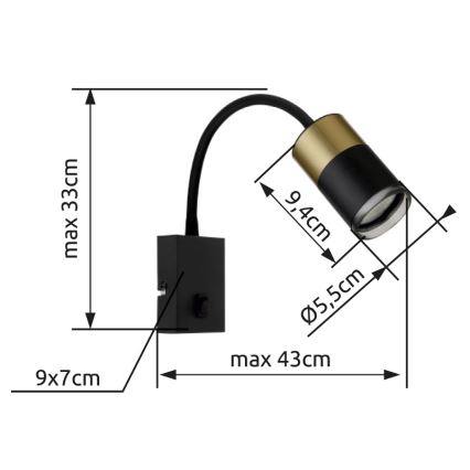 Globo - Zidna reflektorska lampa 1xGU10/25W/230V crno/zlatna