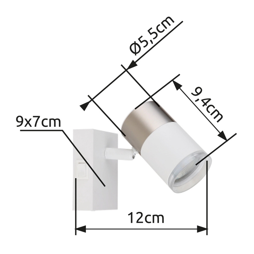 Globo - Zidna reflektorska lampa 1xGU10/25W/230V bela/mat krom