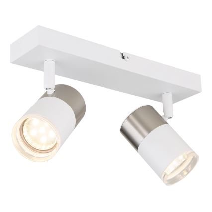 Globo - Reflektorska lampa 2xGU10/25W/230V bela/mat krom