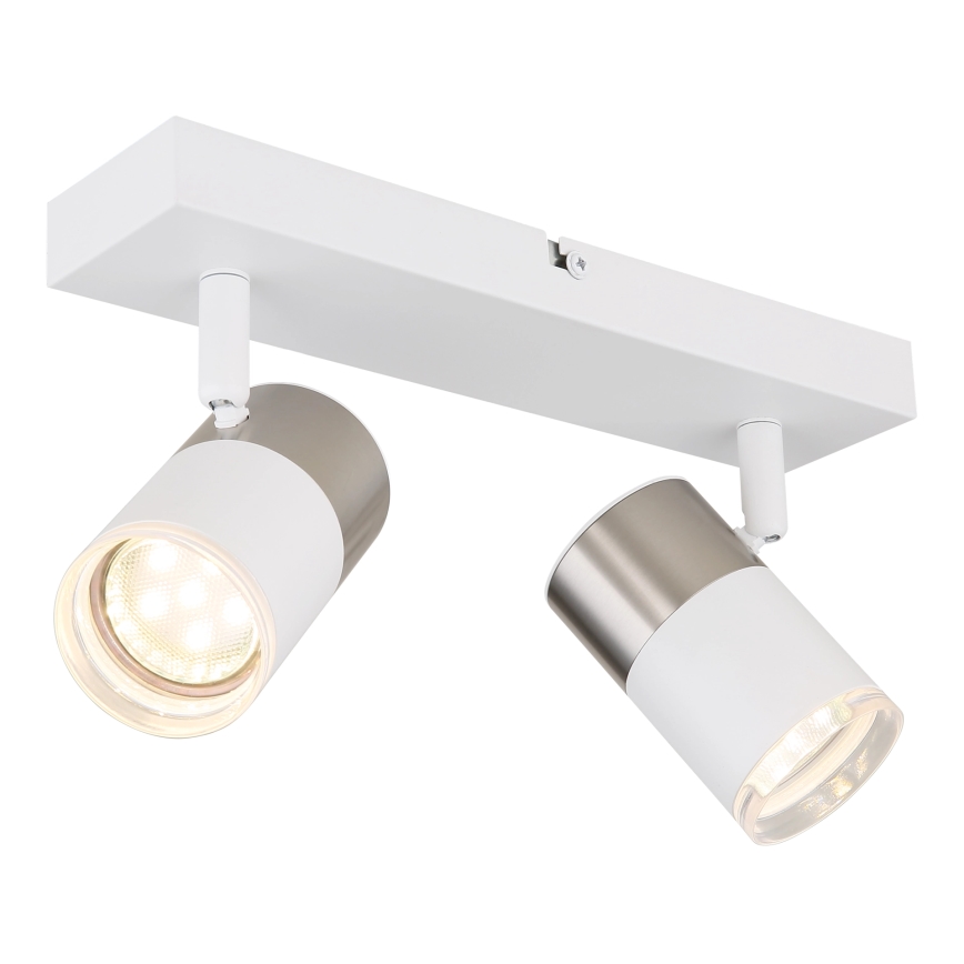 Globo - Reflektorska lampa 2xGU10/25W/230V bela/mat krom