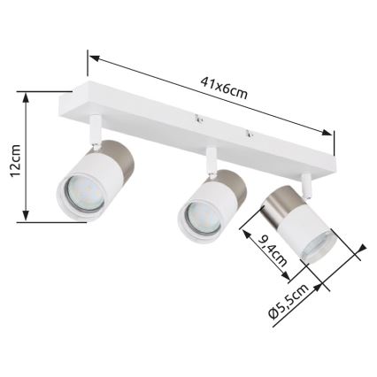 Globo - Reflektorska lampa 3xGU10/25W/230V bela/mat krom