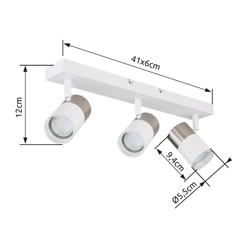 Globo - Reflektorska lampa 3xGU10/25W/230V bela/mat krom