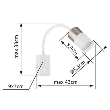 Globo - Zidna reflektorska lampa 1xGU10/25W/230V bela/mat krom