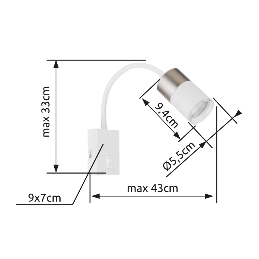 Globo - Zidna reflektorska lampa 1xGU10/25W/230V bela/mat krom