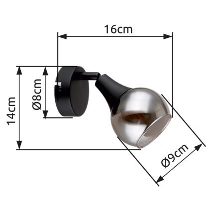 Globo - Zidna reflektorska lampa 1xE14/40W/230V crno