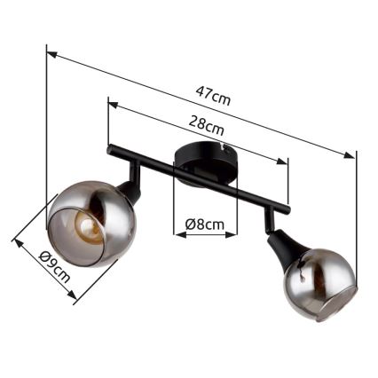 Globo - Reflektorska lampa 2xE14/40W/230V crno