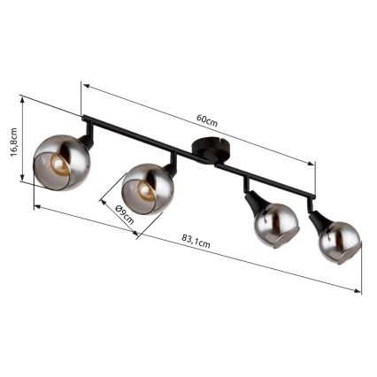 Globo - Reflektorska lampa 4xE14/40W/230V crno