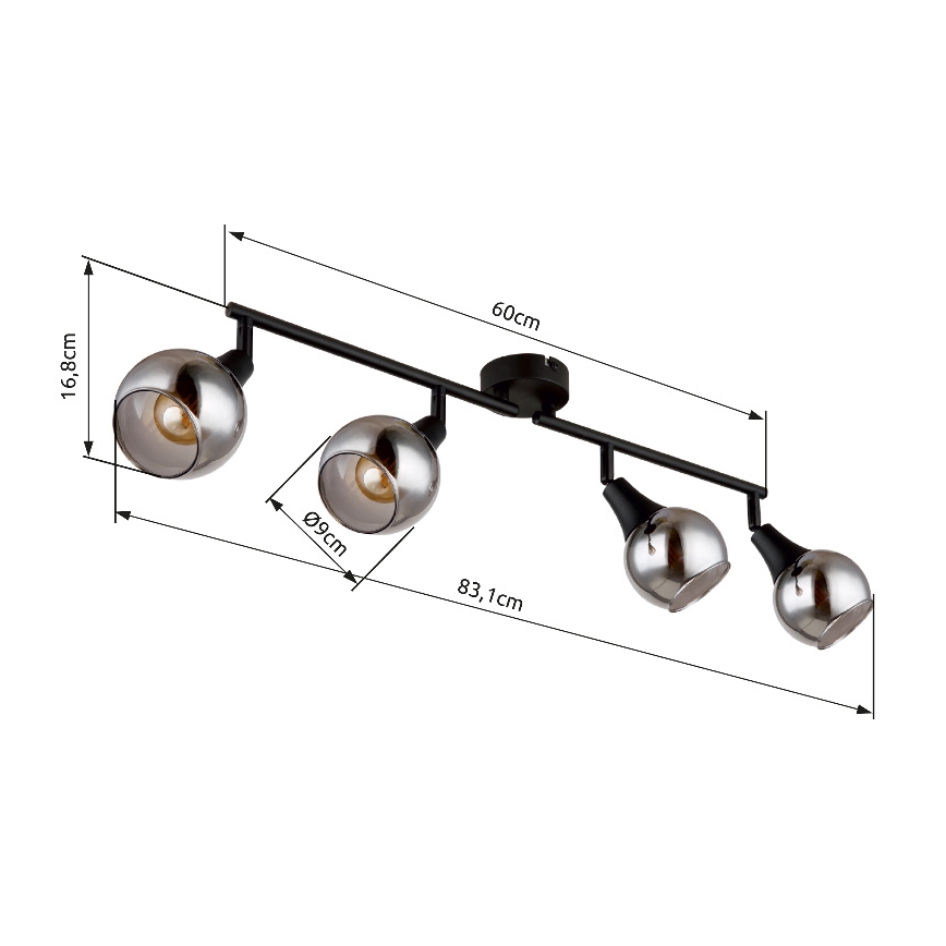 Globo - Reflektorska lampa 4xE14/40W/230V crno