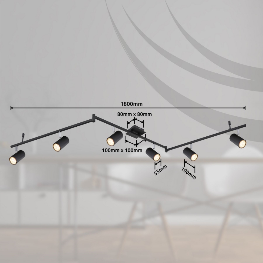 Globo - Reflektorska lampa 6xGU10/35W/230V crno