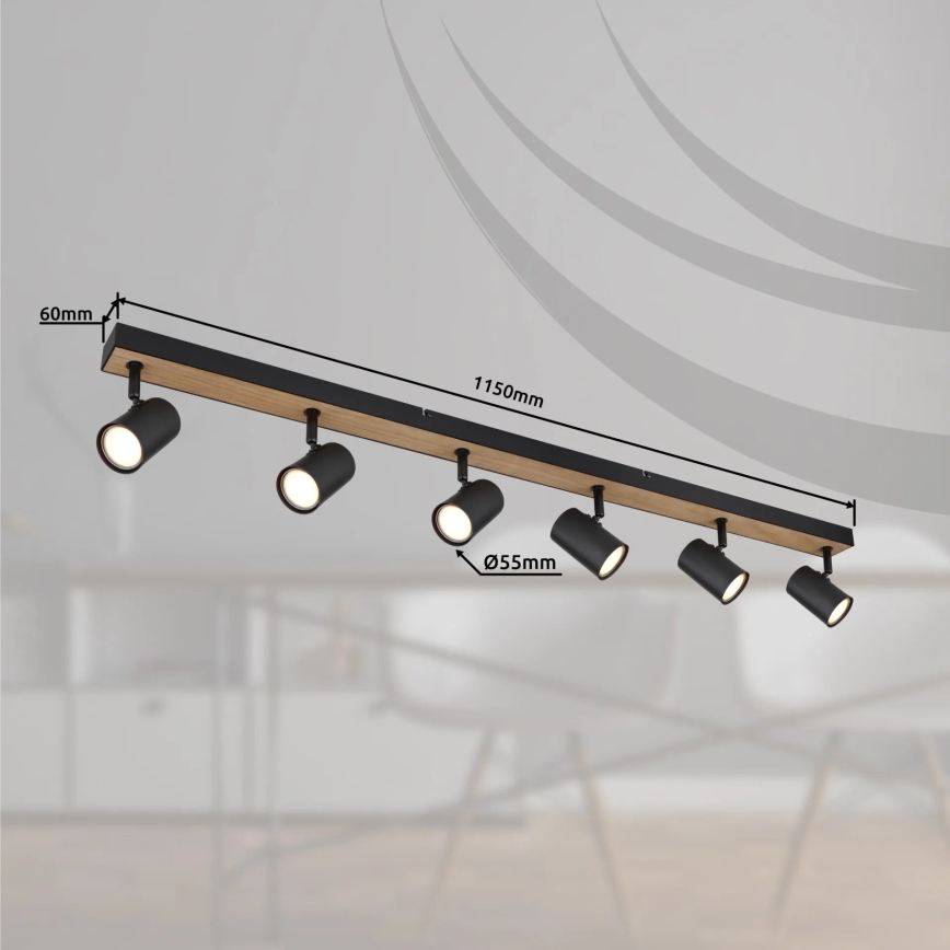 Globo - Reflektorska lampa 6xGU10/35W/230V crno/braon