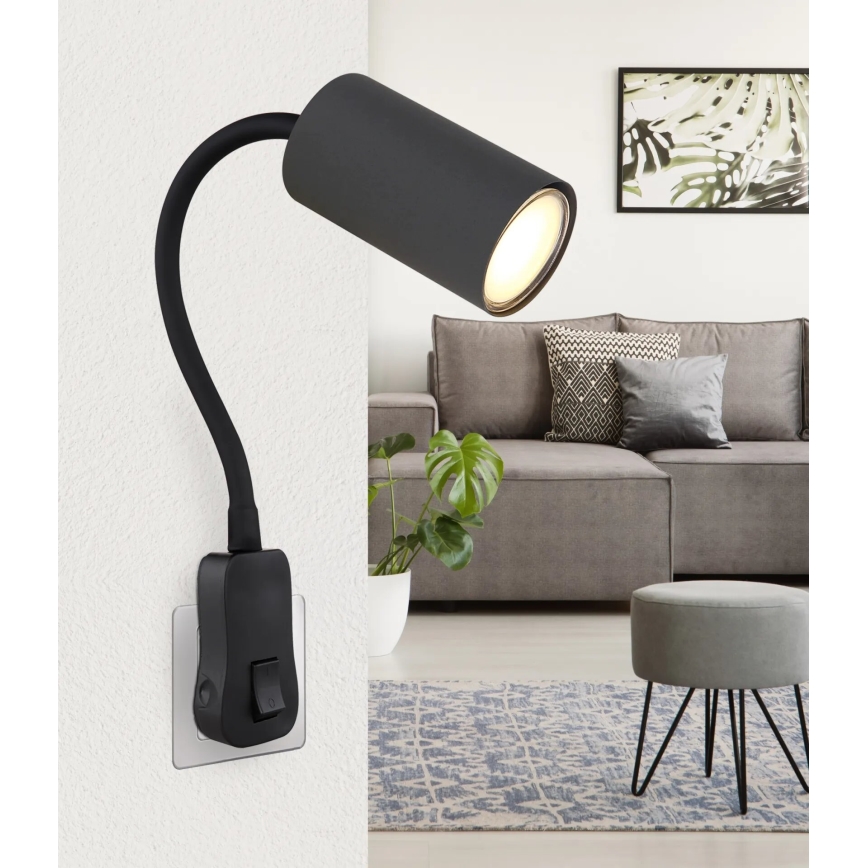 Globo - Zidna spot lampa za utičnicu 1xGU10/35W/230V crno
