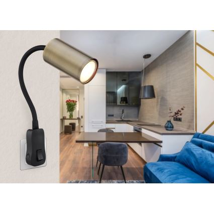 Globo - Zidna spot lampa za utičnicu 1xGU10/25W/230V crno/mesing