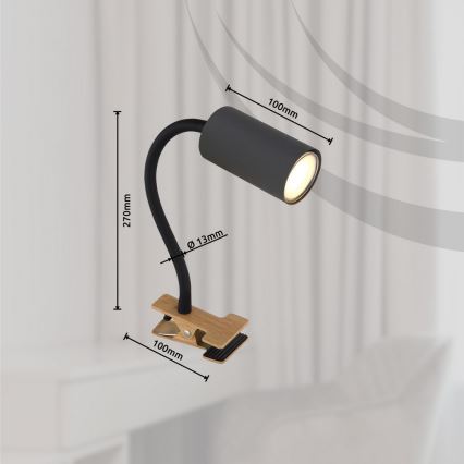 Globo - Fleksibilna lampa sa štipaljkom 1xGU10/25W/230V sivo/braon