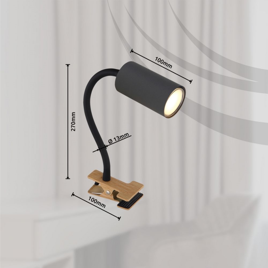Globo - Fleksibilna lampa sa štipaljkom 1xGU10/25W/230V sivo/braon